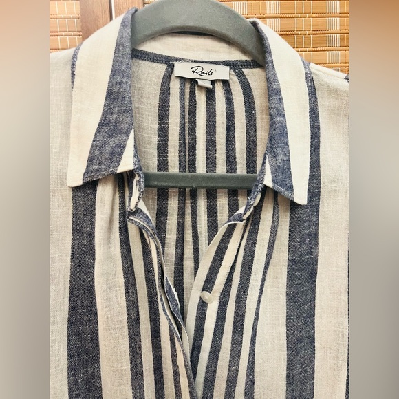 Rails Alyssa Bay Stripe Top Buttons down Linen Shirt Size Small Preowned - Picture 13 of 14